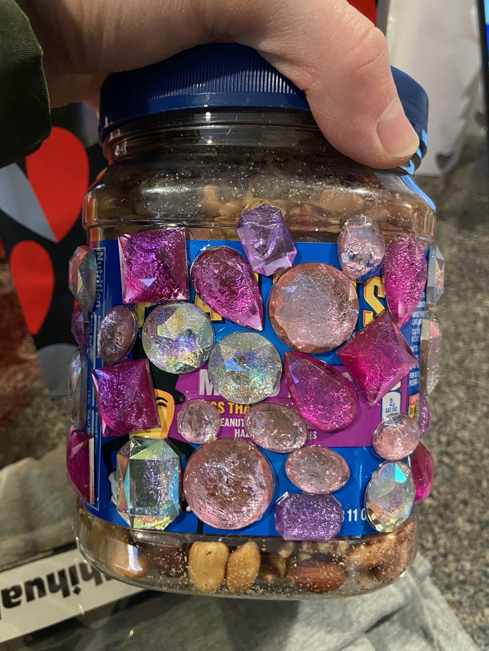 Casey's bejeweled nut gift.